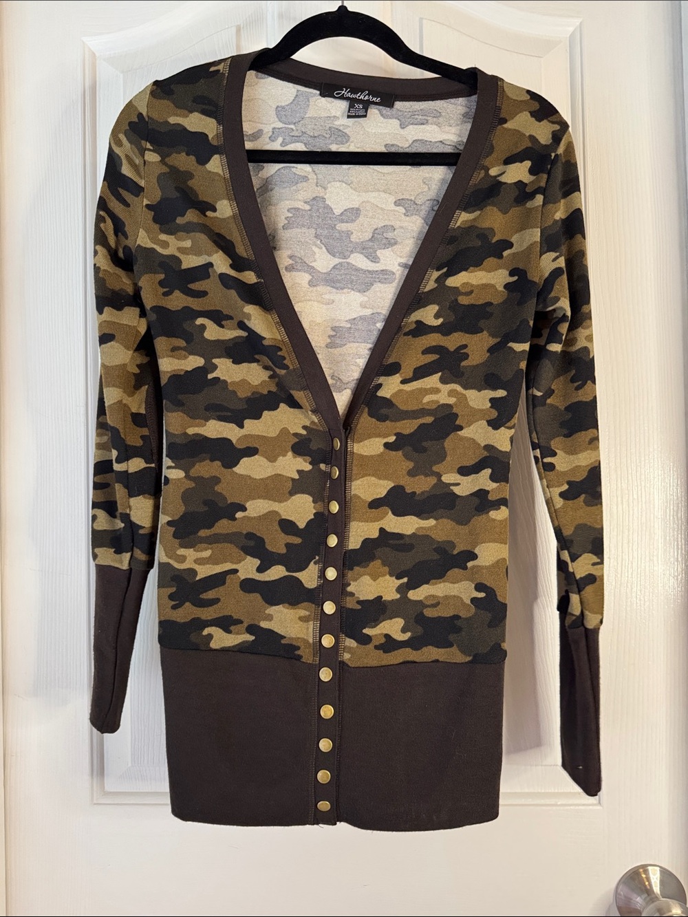 Hudson Jeans Camo Button-Front Women's Cardigan in Olive